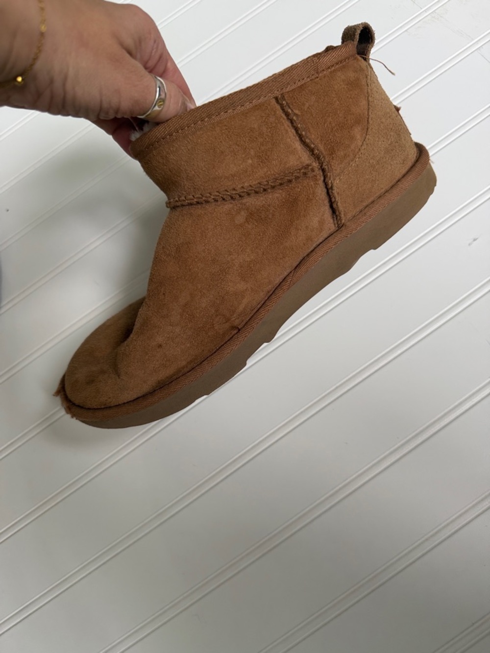 UGG Mini Boot in Chestnut Brown with Shearling - Picture 10 of 11